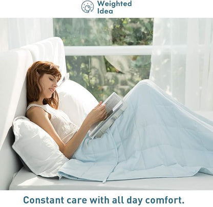 Weighted Idea Weighted Blankets for Adults (Baby Blue,48"x72",20lbs) Breathable Twin Blanket with Premium Glass Beads Heavy Soft Throw Blanket for All-Season