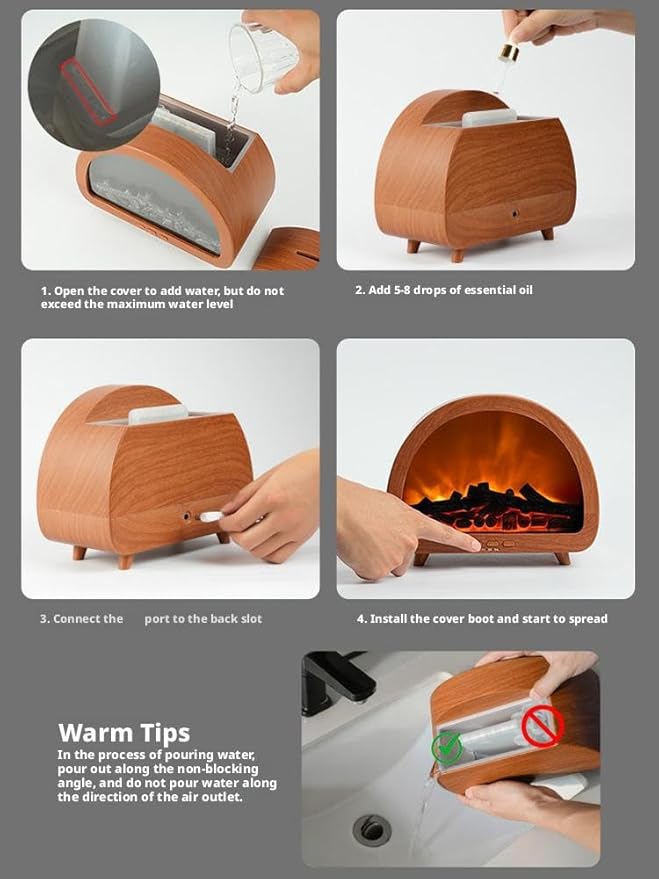 Fireplace Flame Air Diffuser Humidifier,12 Colors Aromatherapy Essential Oil Diffuser,200ml Ultrasonic Cool Mist Humidifier with Remote,3 Gears Timer Shutdown for Home, Bedroom, Office,Yoga (A)