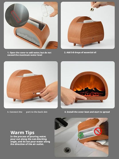 Fireplace Flame Air Diffuser Humidifier,12 Colors Aromatherapy Essential Oil Diffuser,200ml Ultrasonic Cool Mist Humidifier with Remote,3 Gears Timer Shutdown for Home, Bedroom, Office,Yoga (A)