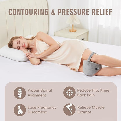 Knee Pillow for Side Sleepers Sciatica Pain Relief - Memory Foam Support Pillows Between Legs with Non-Slip Strap, Spine Alignment for Pregnancy, Hip, Knee, Back Pain