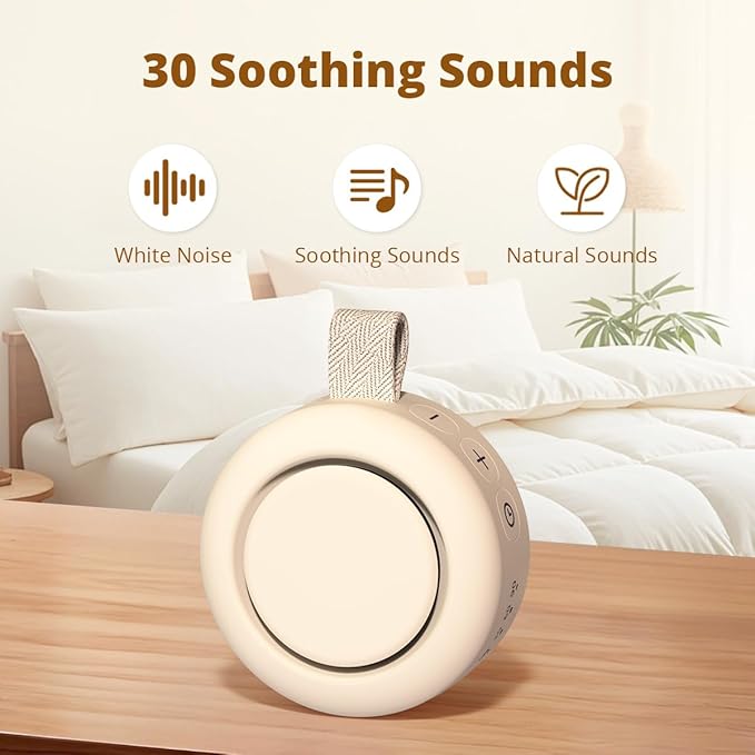Portable Sound Machine Baby Rechargeable White Noise Machine with 30 Soothing Sounds 4 Timers Memory Function for Baby Kids Adults Powerful Battery Sleep Machine for Home Travel Office