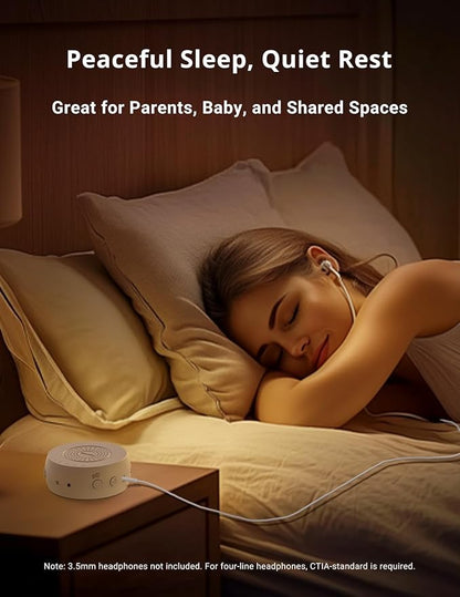 FOXFINE Portable Sound Machine, Travel White Noise Machine with 36 Soothing Sounds, Focus Light & Headphone Jack, Timer & Memory for Sleeping, Baby, Adults, Gray