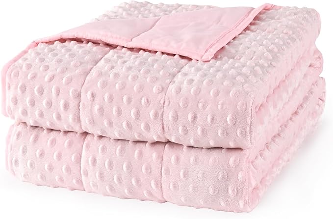 Mr. Sandman Weighted Blanket for Adults, Minky Dots Heavy Blanket for Woman, Man Sleeping/Calm, Soft, Cozy and Cooling Weighted Throw Blankets, Machine Washable, 48 x 72in, 12 lbs, Pink