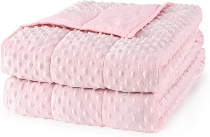 Mr. Sandman Weighted Blanket for Adults, Minky Dots Heavy Blanket for Woman, Man Sleeping/Calm, Soft, Cozy and Cooling Weighted Throw Blankets, Machine Washable, 48 x 72in, 12 lbs, Pink