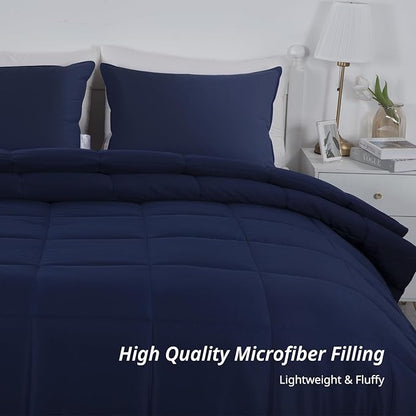 HOMBYS Oversized King Comforter 120x120, Lightweight Quilted Down Alternative Duvet Insert for All Season,Navy Blue,8 Corner Tabs