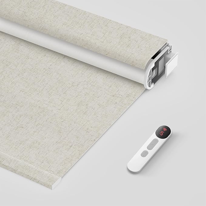 Bringnox No Drill Motorized Blinds with Remote,Blackout Windows,with Apple Homekit,Alexa,Google, with App,Voice Control Custom Size