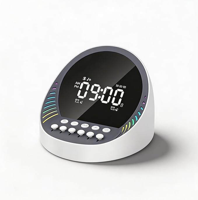 4-in-1 White Noise Sound Machine for Sleeping, Sleep-Aid Noise Machine with 6 Mixable Nature Sounds, 6-Color Night Light, Sleep Timer, Portable Bluetooth Speaker, White Noise for Adults, Kids & Babies
