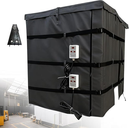 IBC Tote Freeze Protection, IBC Container Heater, Smart Temperature Control up to 200°C, 1000L, IBC Tote Blanket with Thermostat, for Petroleum, Chemical, Food Processing Black