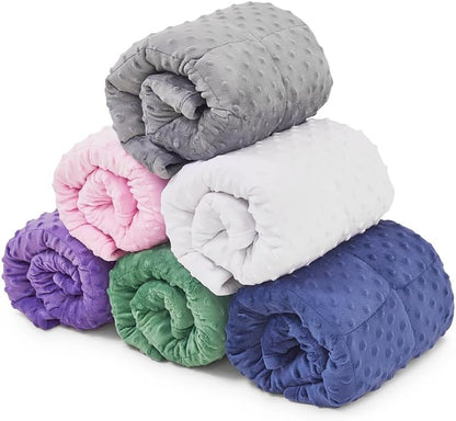 TONGDADA Weighted Lap Blanket 7lbs for Adult,Perfect for Relaxation, Lounging, Napping, Sleeping & Travel,Luxury Minky Weighted Body Blanket,Weighted Throw Blanket-Pink Minky Dot, 29" x 24"