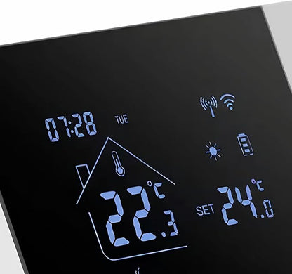 Smart Home Thermostat – WiFi Heat and Cooling Controller, Voice and App Operated, Touch Panel Display | TemperaturesRegulator for Indoor Living, Bedroom, Bathroom, Room Climate Control, Energy Saving