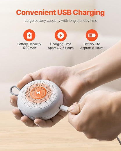 VEVOR Sound Machine, 20 Soothing Sleep Sounds, 4-in-1 Hangable White Noise Sound Machine with Auto-Off Timer, Soft Ring Light, Memory Function and Child Lock, for Baby, Adults, Home, Office & Travel