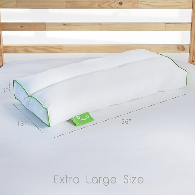 Sleep Yoga Back Sleepers & Side Sleepers, Ergonomically Designed Down Alternative Between & Under Pillow for Knee Support, Hypoallergenic & Washable, 26" x 13" x 3"/One Size White