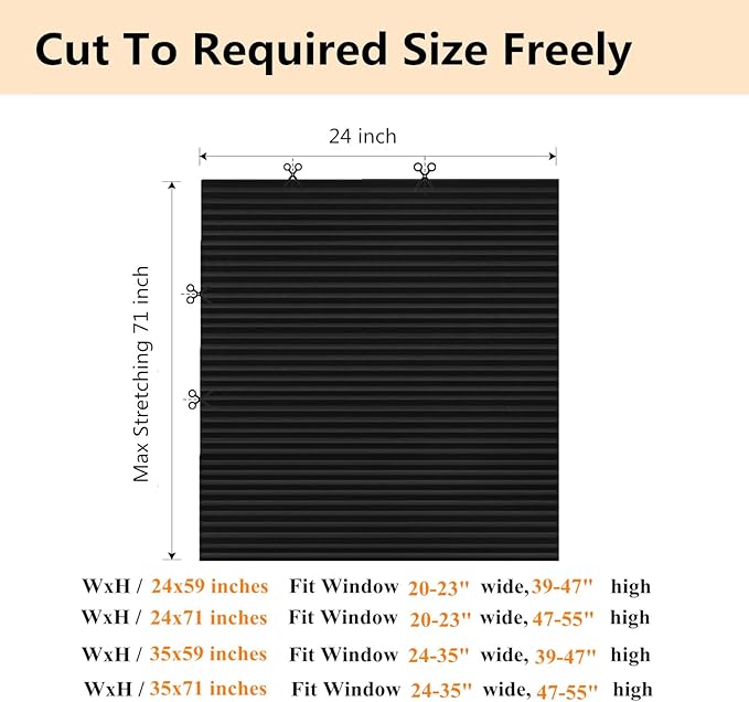 Window Blinds Cordless Blackout No Drill Cut to Size Clip On Stick On Self Adhesive Temporary Blinds Pleated Paper Blinds for Windows Doors Shades for Home Nursery Bedroom Kitchen Bathroom