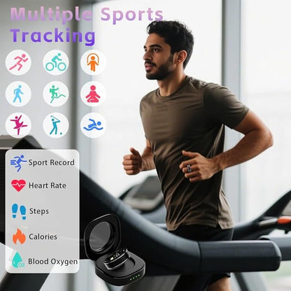 Smart Ring for Men Women – Fitness Tracker Ring with Heart Rate, SpO2, Blood Pressure, Sleep Monitoring, Step & Calorie Counter, No Subscription Fee, iOS & Android Compatible (Black, 13)