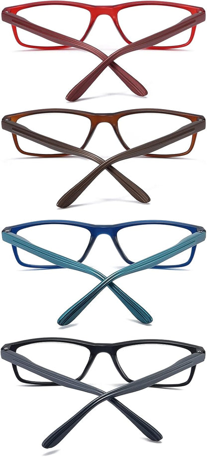 Reading Glasses Blue Light Blocking for Men Women,Rectangular Frame Computer Readers with Spring Hinge