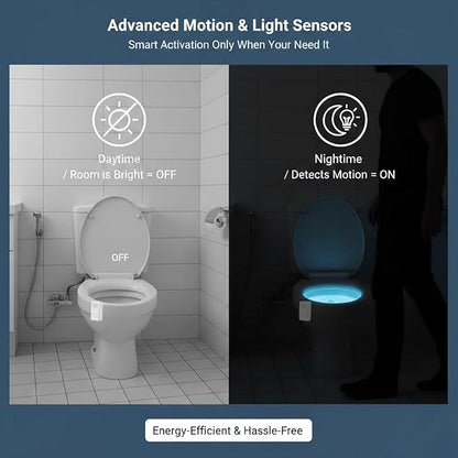 USB Rechargeable Toilet Night Lights, 2 Pack, Motion Sensor LED Nightlight for Multiple Bathrooms, 16 Colors, Soft Non-Blinding Glow, Dimmable, Practical Funny Gifts for Men, Women, Seniors