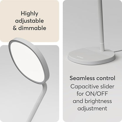 Lumie Task - 10,000 Lux Adjustable Bright Light Therapy Desk Lamp for Mood and Energy Boost and Winter Blues Relief, Crystal Clear Illumination and Maximum Visual Comfort - White Mist