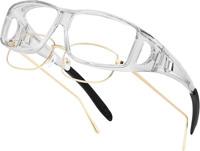 Fit Over Glasses Blue Light Blocking and Night Vision Driving Glasses for Men Women Wrap Around Goggles Eyewear PT2006