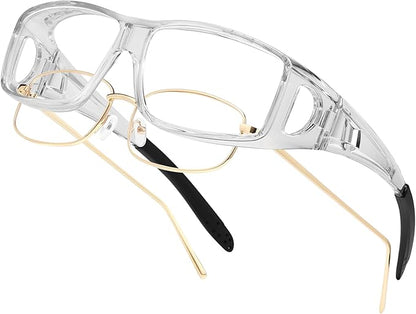 Fit Over Glasses Blue Light Blocking and Night Vision Driving Glasses for Men Women Wrap Around Goggles Eyewear PT2006