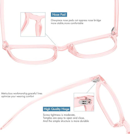 MEETSUN Blue Light Blocking Glasses, Anti Eye Strain Headache (Sleep Better),Computer Reading Glasses UV400 Transparent Lens (Black+Leopard+Pink / 3 PACK, 53)