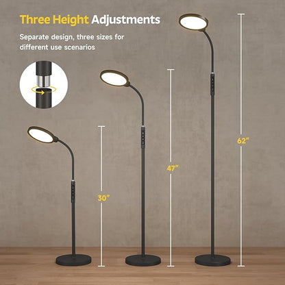 Morfone Light Therapy Lamp, 11000 Lux UV-Free Floor Sun Light Lamp with Touch Remote Control, 5 Color Temperatures 10 Brightness Levels Lights for Living Room Bedroom Office (Black)