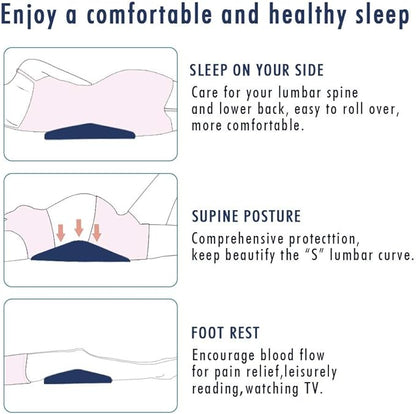 Soft Memory Foam Sleeping Pillow for Lower Back Pain,Multifunctional Lumbar Support Cushion for Hip,Sciatica and Joint Pain Relief,Orthopedic Side Sleeper Bed Pillow