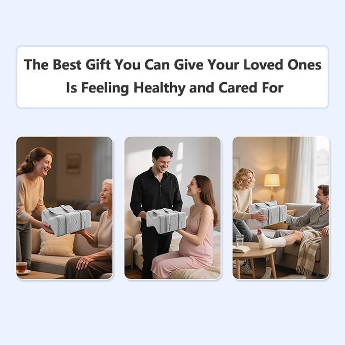 HATHOR Leg Knee Pillow for Side Sleepers with Straps, Sciatica, Sacroiliac, Hip, Back, Thigh Joints Pain Relief Pillow for Sleeping, Smooth Spine Alignment Pillow, Light Grey