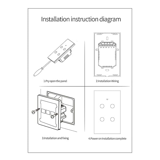 Smart Light Switch, Wi-Fi Enabled, White Glass Panel, Compatible with Apple HomeKit, Google Assistant, Alexa, No Neutral Wire Required, Touch Control (Wall Switch 2 Gang)