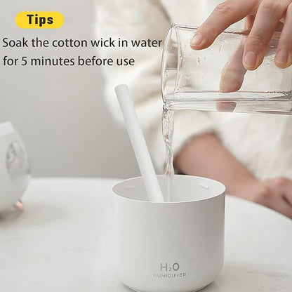 Small Humidifier Cute Portable Cool Mist Humidifier 300ML 7 Color Night Light USB Air Humidifier for Bedroom Office Desk Car Plants Travel (White)