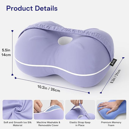 Knee Pillow for Side Sleepers - Smooth Spine Alignment Pillow, Memory Foam Knee Pillows for Back Hip Pain, Spine Aligning, Sciatica, Surgery Recovery, Pregnancy
