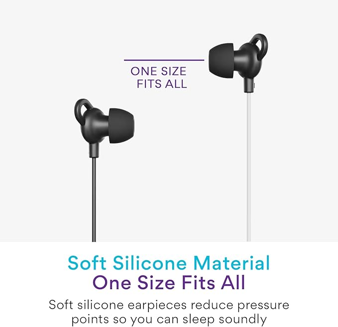 MEE audio SleepTones Wired Sleep Earbuds 3.5mm Plug for Side Sleepers with Lightweight Low-Profile Silicone Earpieces, Noise Reduction Sleeping Headphones with Built-in Mic, & Volume Controls