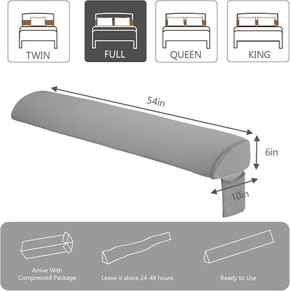 DUMOS Bed Wedge Pillow for Headboard & Mattress Gaps, 54-inch Long - Supportive Wedge Pillow with Side Pockets, Bed Wedge for Back Pain Relief, Reading & Sleeping, Removable Washable Cover