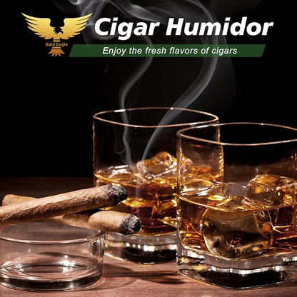 Bald Eagle Cigar Humidor Box, Travel Humidor with Humidifier Hygrometer, Portable Case for 15-20 Cigars, Waterproof | Crushproof | Airtight