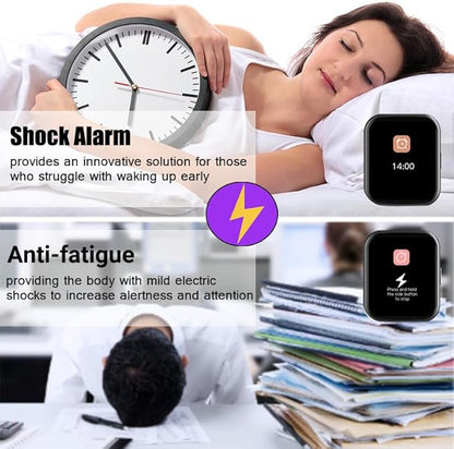 Electric Shock Alarm Clock for Heavy Sleepers | Wearable Silent Strong Zap Alarm Clock | Shock Pulse for Self-Discipline and Combat Fatigue | With 1.69 Touch Screen