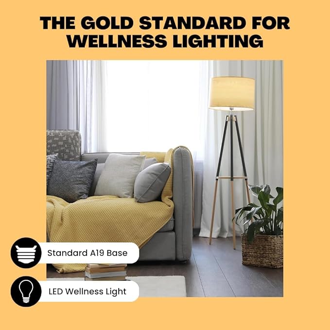 NorbSMILE Soft Full Spectrum Light Bulb. Sunlike Softer-Hue A19 Wellness LED. Boost Energy, Mood & Performance, Support Circadian Rhythm, Near-Perfect Color Rendering, Patented, US Based (1-Pack)
