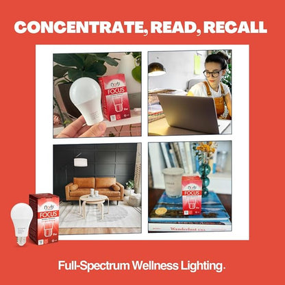 Norb Wellness Lighting Starter Kit, Set of 4 Wellness Light Bulbs, LED Light Therapy for Mood, Migraine Relief, Focus, & Sleep Enhancement, A19, E26, Energy Efficient (4-Pack)