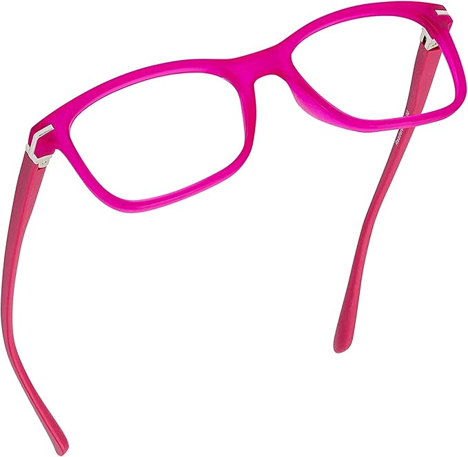 Readerest Blue Light Blocking Glasses – Thin Reflective Lens, Anti-Glare Computer Eyeglasses, UV Protection, Eye Strain Relief (Pink, 1.25 Magnification)