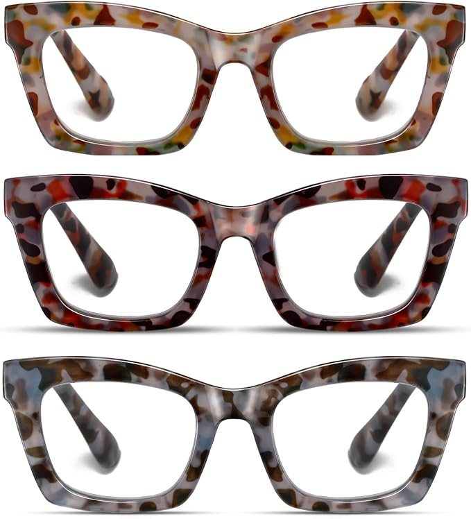 Hubeye Oprah Style Reading Glasses for Women Men Blue Light Blocking Computer Square Readers with Spring Hinge