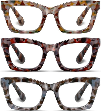 Hubeye Oprah Style Reading Glasses for Women Men Blue Light Blocking Computer Square Readers with Spring Hinge