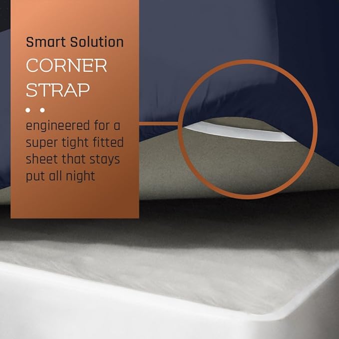 Empyrean 4 Pack Twin XL Fitted Sheets - Deep Pocket 14-16 Inch, Ultra Soft Microfiber, Fade Resistant, Shrinkproof, Wrinkle-Free Sheets for College Dorms & Home, Navy Blue
