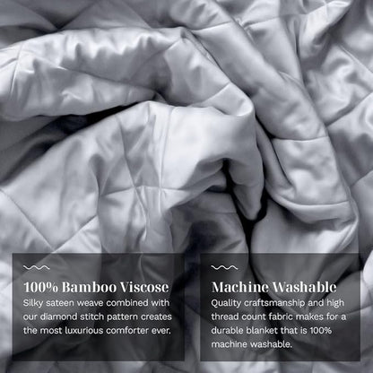 LUXOME Lightweight Blanket | 100% Rayon (Viscose) from Bamboo Fabric & Fill | Full/Queen - 86"x92" | Super Soft | Thermal-Regulating | Stone