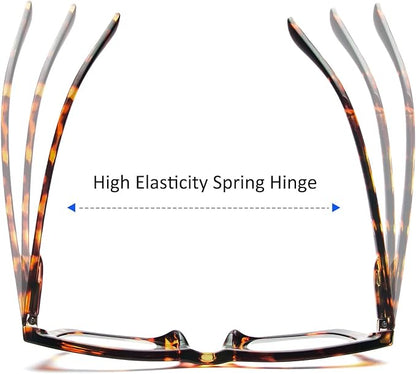 REAVEE Oprah Style Reading Glasses for Women, Blue Light Blocking Stylish Oversized Computer Readers Spring Hinge