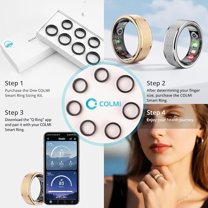 R10 Smart Ring, Smart Health Ring for Women, Features Heart Rate, Blood Oxygen, Sleep Monitoring, Pedometer, and Fitness Tracker, No Subscription Fee. (Rose Gold, 8#)