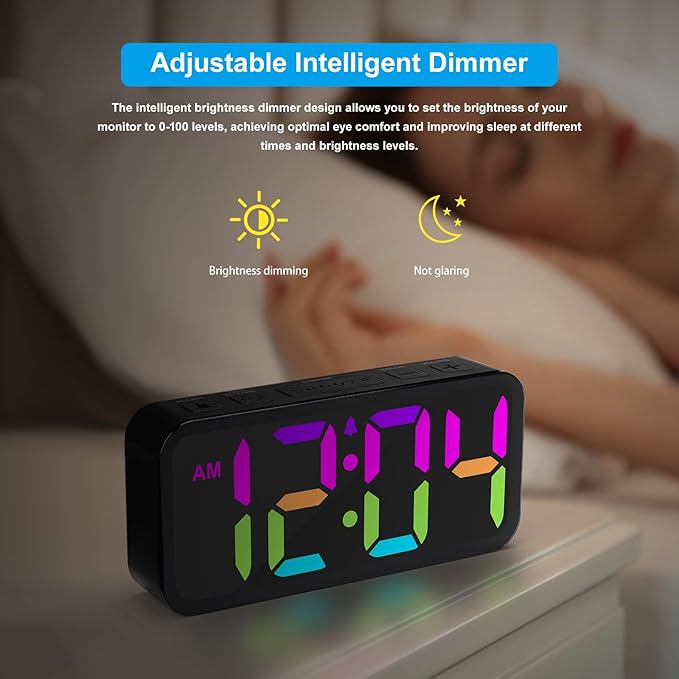 Alarm Clocks for Bedrooms Heavy Sleepers - Snooze for Deep Sleepers Adults Home Office, Digital Alarm Clock with Type-C Charging Port, Large Bold Number Display, Adjustable Alarm Volume and Dimmer