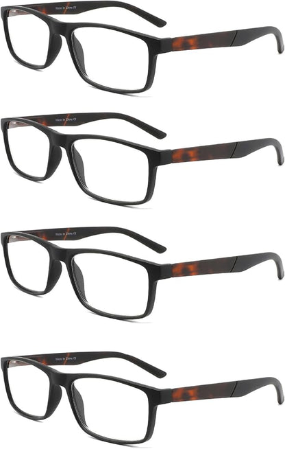 DONGDI Blue Light Blocking Reading Glasses 4 Pack Computer Readers for Women Men,Anti Glare UV Ray Filter Eyeglasses… (4pack-black/tortoise, 1.25)