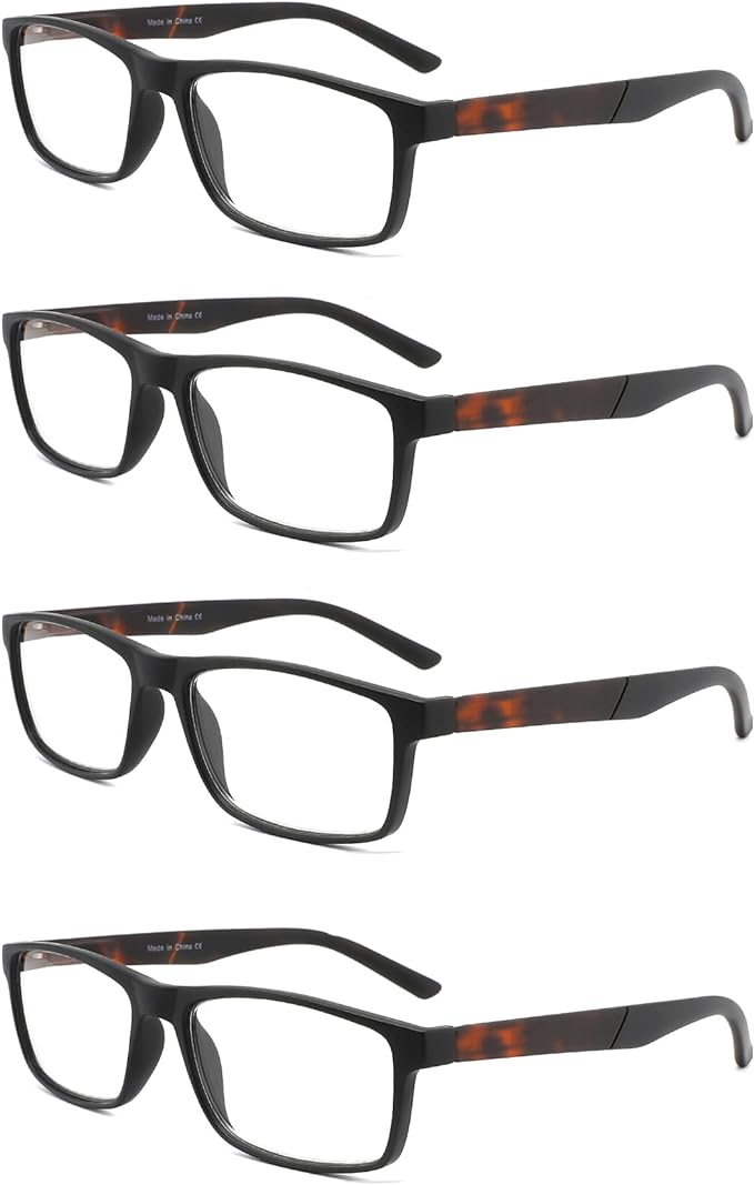 DONGDI Blue Light Blocking Reading Glasses 4 Pack Computer Readers for Women Men,Anti Glare UV Ray Filter Eyeglasses… (4pack-black/tortoise, 2.50)