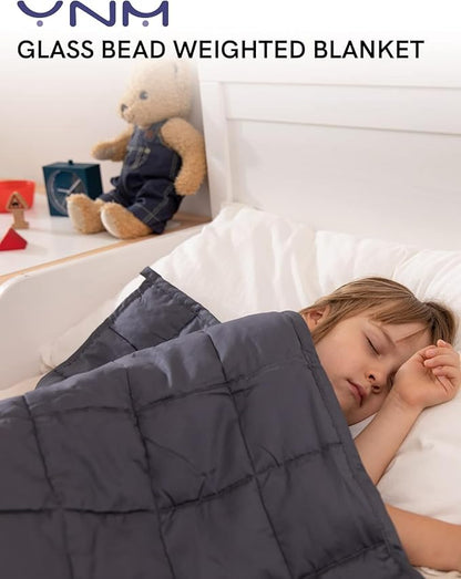 YnM 10lbs Weighted Blanket for Adults,Cotton Heavy Bed Throw Blanket with Cooling Glass Beads for All Season Use, Ideal for ~90lbs (48x72 Inches, Twin/Full, Dark Grey)