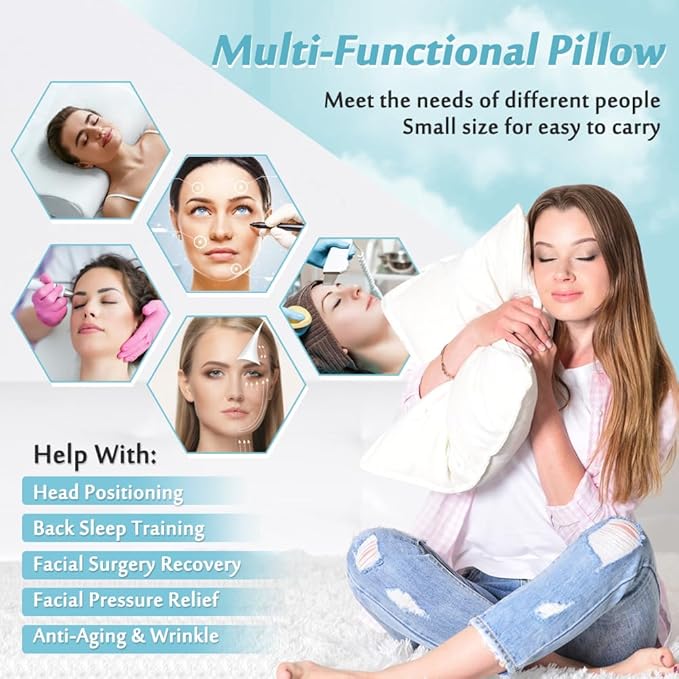 AOSSA Beauty Pillow for Back Sleeping – Anti-Wrinkle Aging Pillow, Head Support Trainer for Upright Sleep & Post-Surgery Recovery, Face Up Positioning Pillows for Wrinkle Prevention (White)