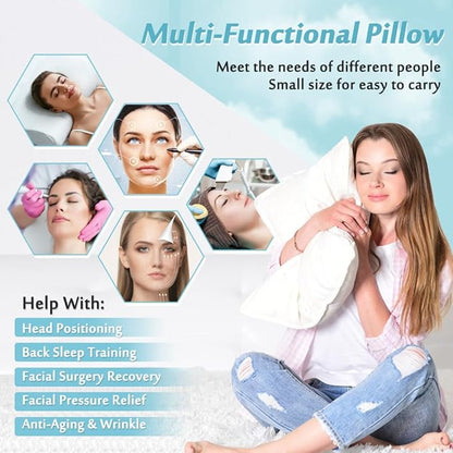 AOSSA Beauty Pillow for Back Sleeping – Anti-Wrinkle Aging Pillow, Head Support Trainer for Upright Sleep & Post-Surgery Recovery, Face Up Positioning Pillows for Wrinkle Prevention (White)