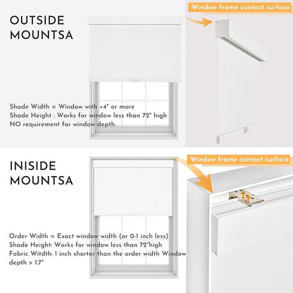 Persilux Cordless Blackout Shades with Valance, Thermal Insulated Fabric Window Blinds for Windows, UV Protection Shades for Home and Bedroom (White, 45"W x 72"H)